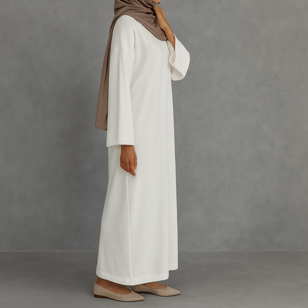 Woven Abaya - White