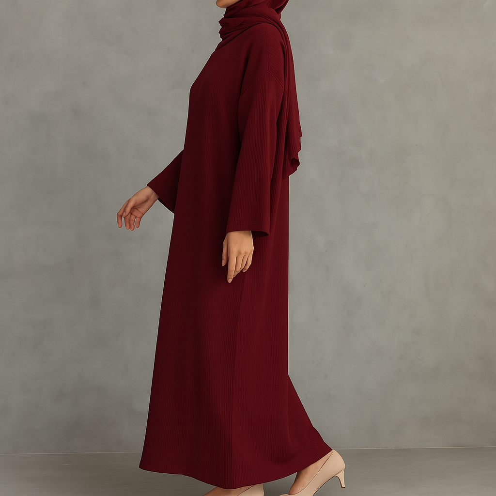 Woven Abaya - Maroon