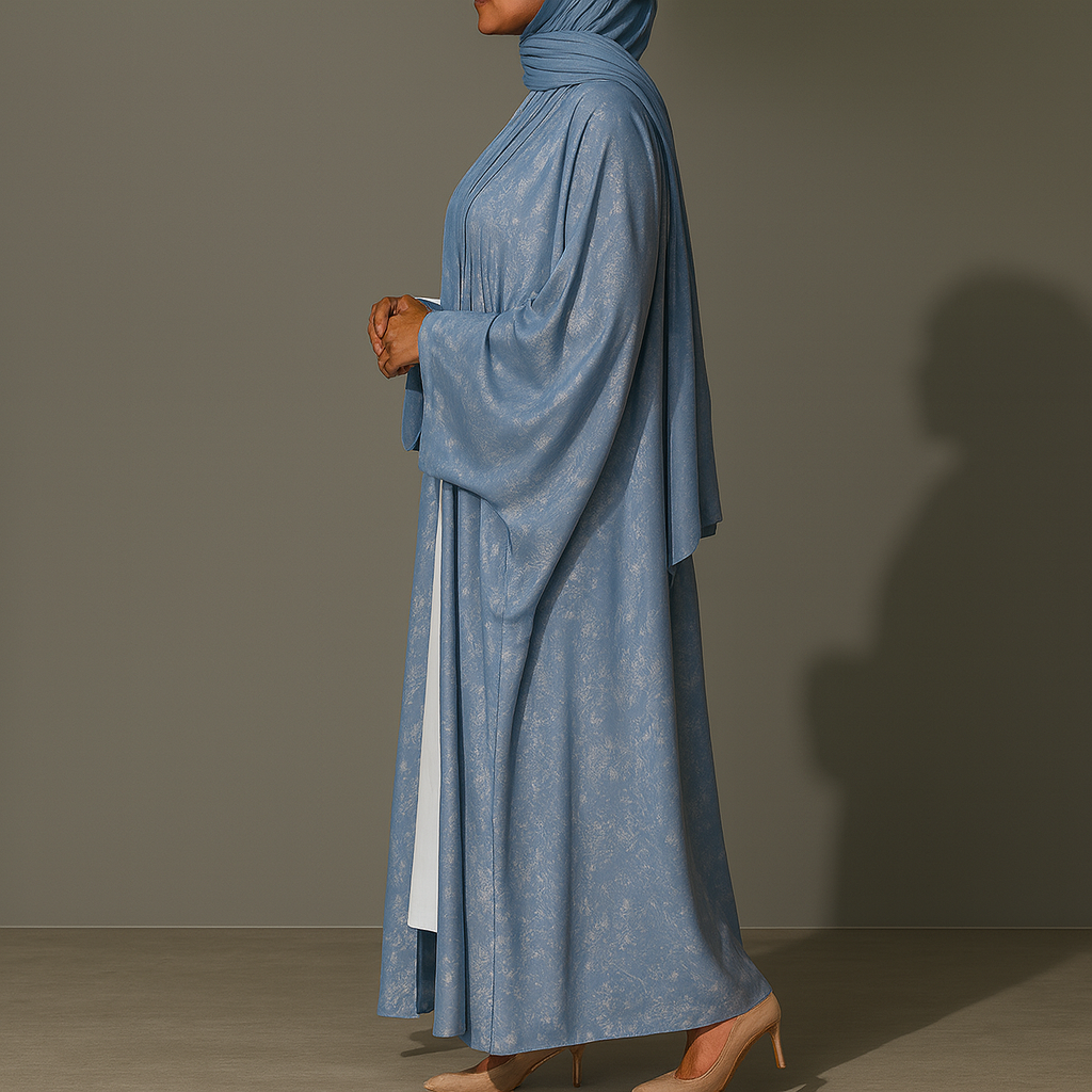 Premium Open Abaya - Ice Blue
