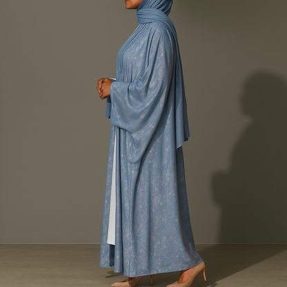 Premium Open Abaya - Ice Blue