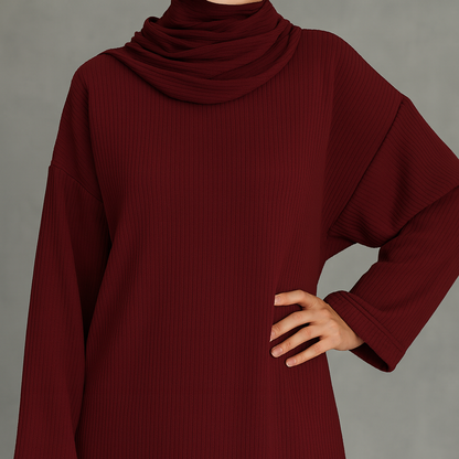 Woven Abaya - Maroon