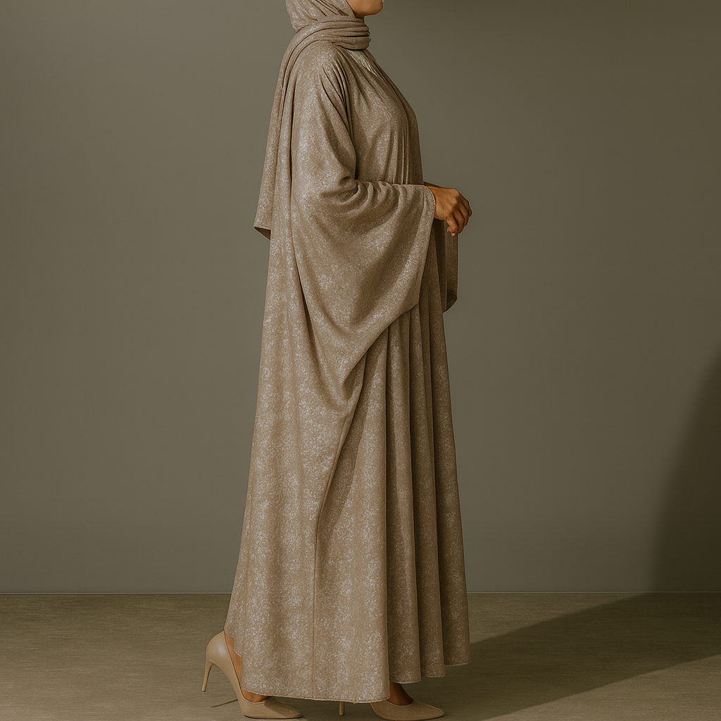 Premium Open Abaya - Silver Beige
