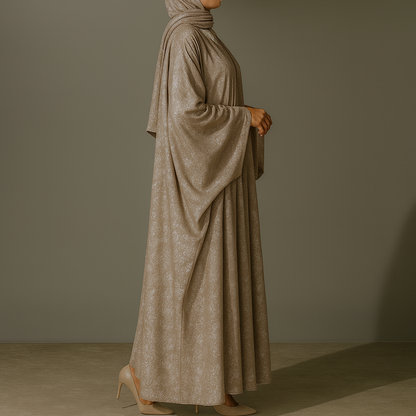 Premium Open Abaya - Silver Beige