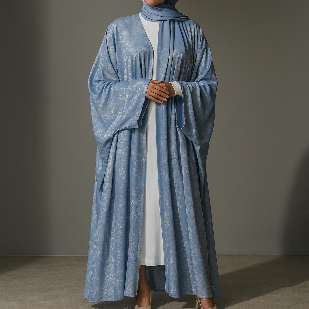 Premium Open Abaya - Ice Blue