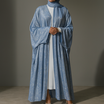 Premium Open Abaya - Ice Blue