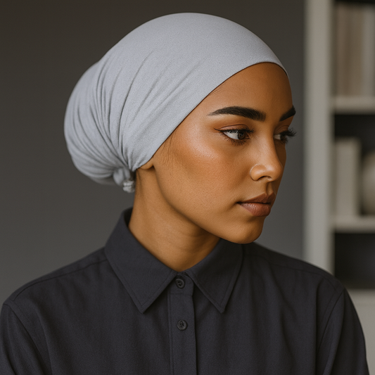 Premium Satin Lined Under Cap - Light Grey