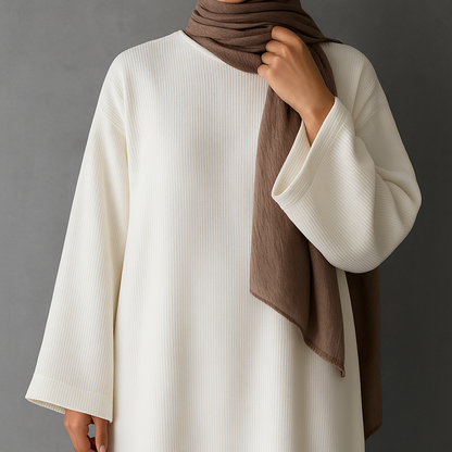 Woven Abaya - White