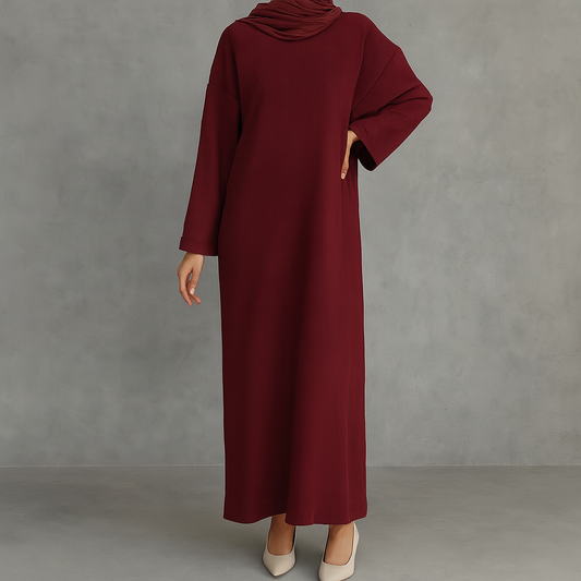 Woven Abaya - Maroon
