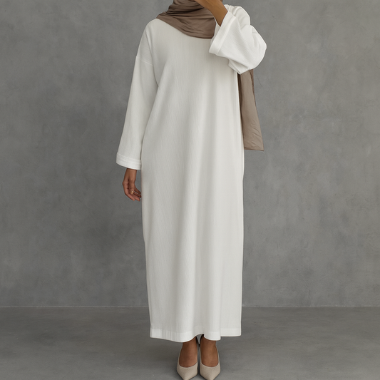 Woven Abaya - White