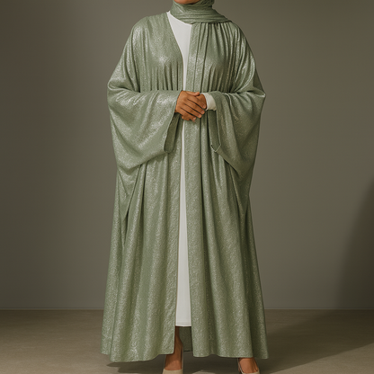 Premium Open Abaya - Emerald Green