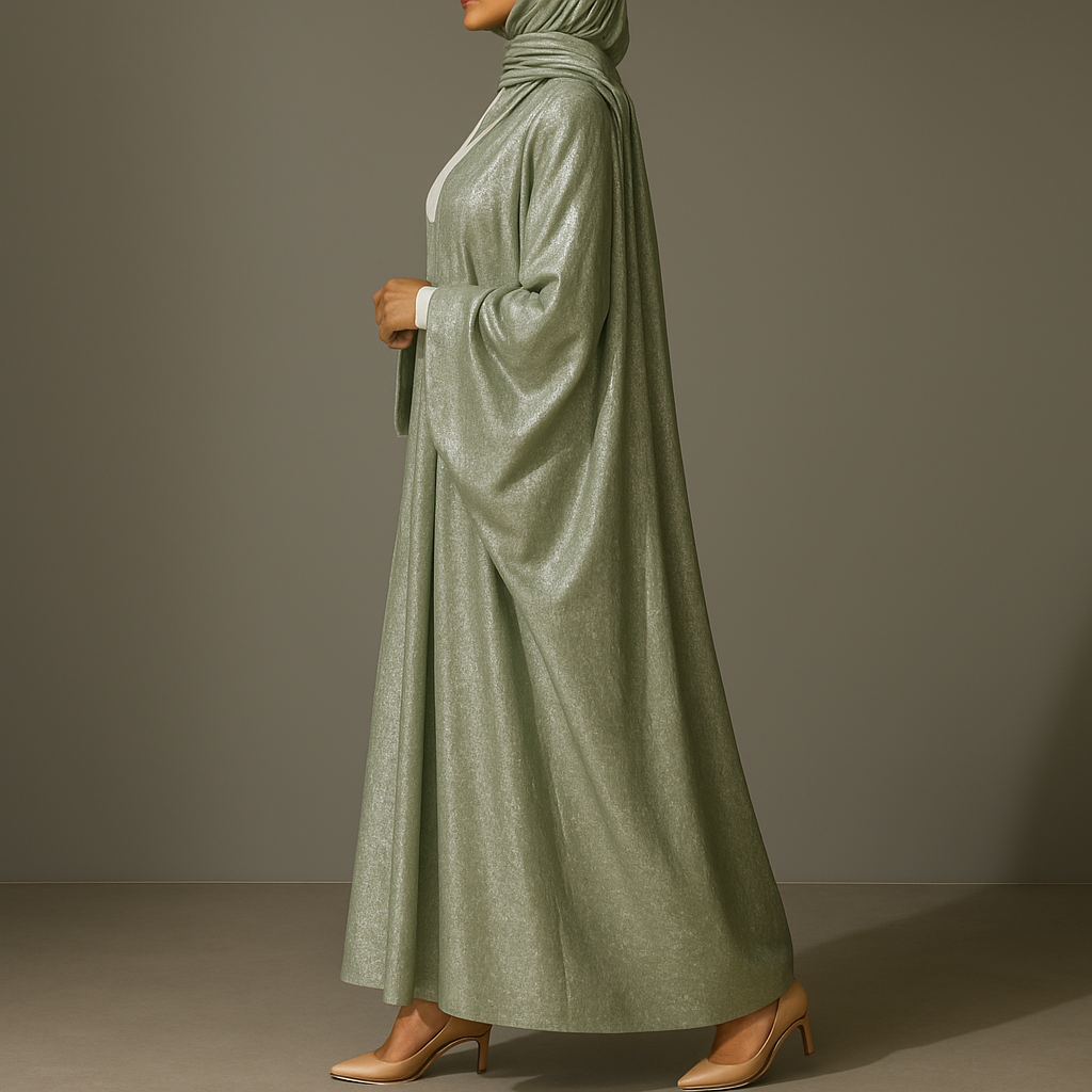 Premium Open Abaya - Emerald Green