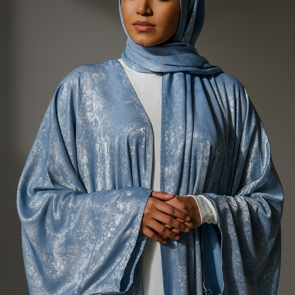 Premium Open Abaya - Ice Blue