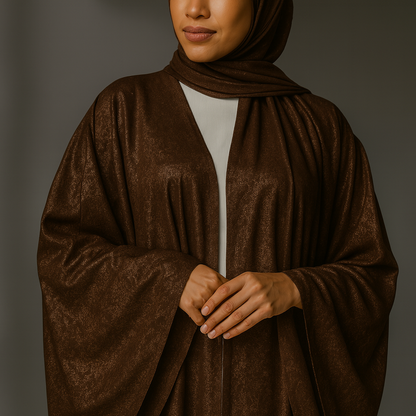 Premium Open Abaya - Mocha Brown