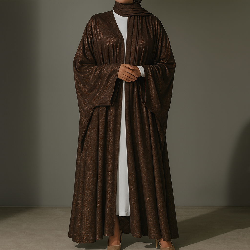Premium Open Abaya - Mocha Brown