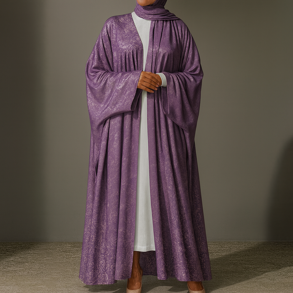 Premium Open Abaya - Plum Purple