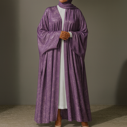 Premium Open Abaya - Plum Purple
