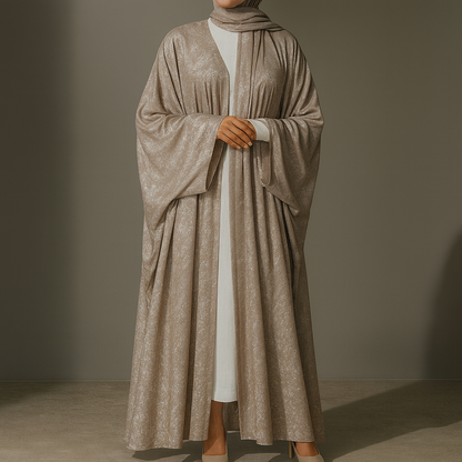 Premium Open Abaya - Silver Beige