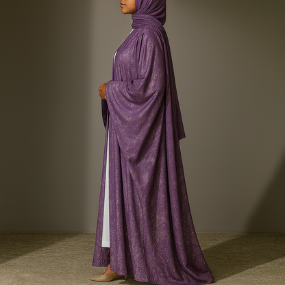 Premium Open Abaya - Plum Purple