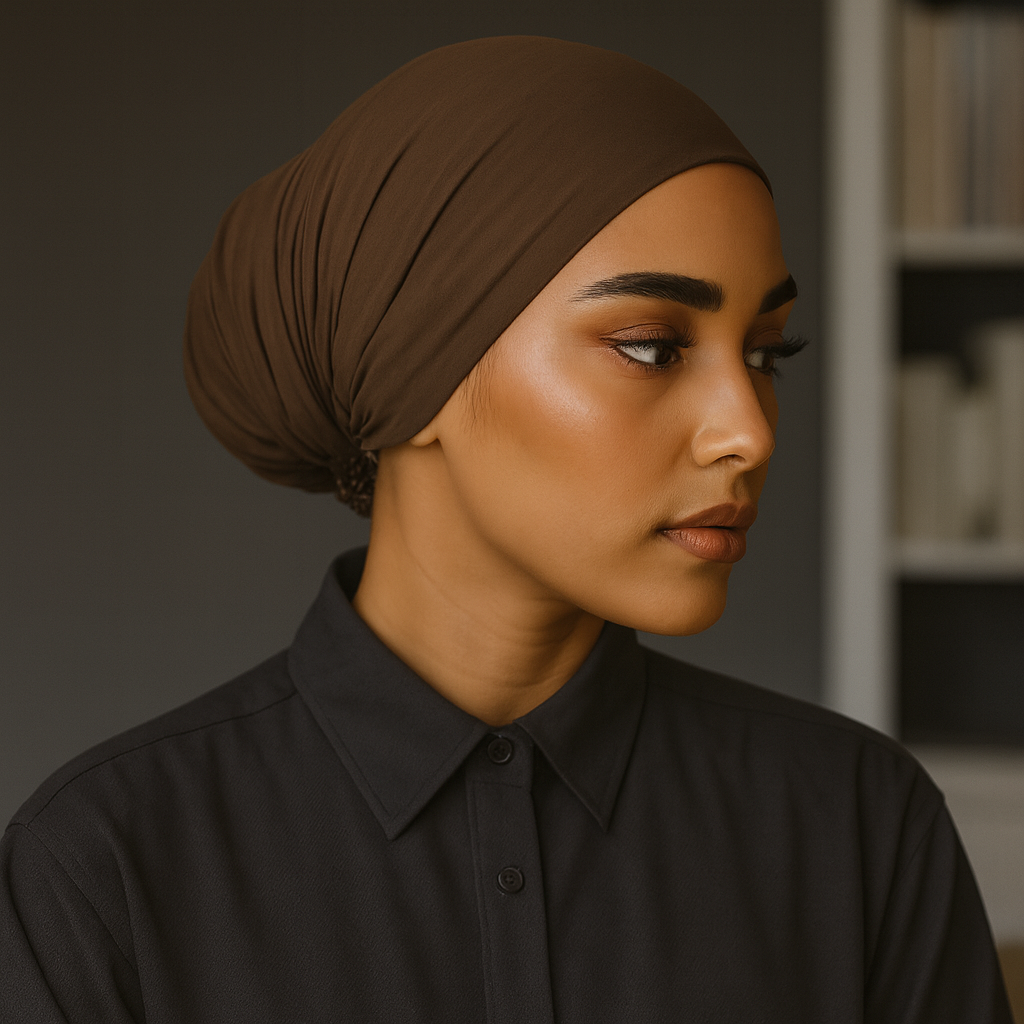 Premium Satin Lined Under Cap - Coffee